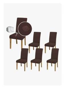 Foto 1 | Foto 1 | 6 Fundas De Sillas Elásticas Premium Protector De Sillas Color Chocolate