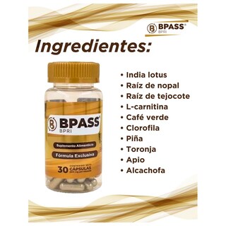 Foto 2 | Foto 2 | Bpri Bpass 30 Cap Inhibidor De Apetito 100% Natural S/sabor