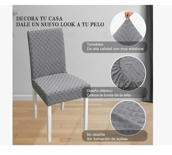 Foto 3 | Foto 3 | 6 Fundas Elástica Silla Comedor Color Gris
