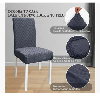 Foto 3 | Foto 3 | 6 Fundas Elástica Silla Comedor Color Gris Oscuro