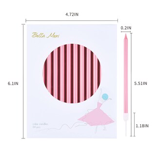 Foto 4 | Foto 4 | Velas Metálicas Largas Y Finas De Bella Meri Para Tartas Color Rosa 24 Unidades - Venta Internacional.