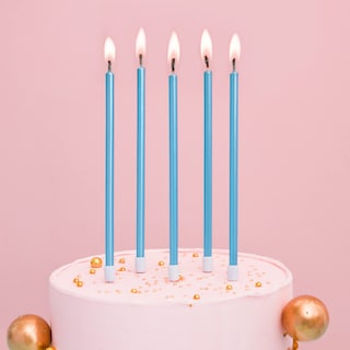 Foto 2 | Foto 2 | Velas Para Tartas Bella Meri Color Azul Largas Y Finas Metalizadas 24 Unidades - Venta Internacional.