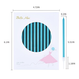 Foto 4 | Foto 4 | Velas Para Tartas Bella Meri Color Azul Largas Y Finas Metalizadas 24 Unidades - Venta Internacional.