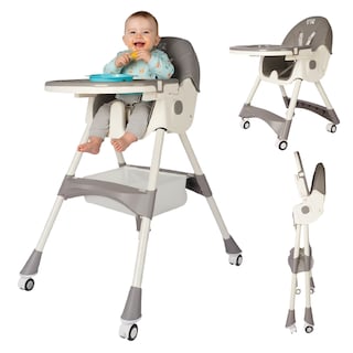 Foto 1 | Foto 1 | Silla Periquera Alta Para Bebé 2 En 1 Plegable Yei Gris