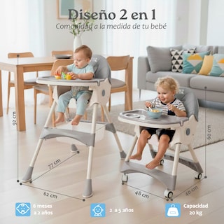 Foto 3 | Foto 3 | Silla Periquera Alta Para Bebé 2 En 1 Plegable Yei Gris