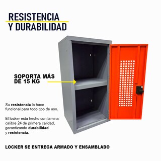 Foto 4 | Foto 4 | Locker Metálico Alvek 1 Puerta Naranja Candado Oficina Casa