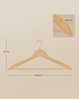 Foto 5 | Foto 5 | Set De Perchas De Madera Songmics Mcrw030k01 30 Piezas 43 X 21 Cm Color Beige