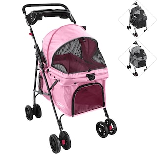 Foto 1 | Foto 1 | Carriola Para Mascotas Cochecito Para Perros Y Gatos Pequeños - Medianos Ligera Y Plegable Con Freno Bandeja Portavasos - Rosa