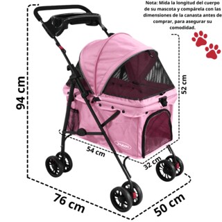 Foto 4 | Foto 4 | Carriola Para Mascotas Cochecito Para Perros Y Gatos Pequeños - Medianos Ligera Y Plegable Con Freno Bandeja Portavasos - Rosa