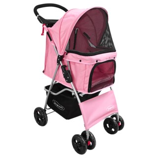 Foto 1 | Foto 1 | Carriola Para Mascotas Cochecito Para Perros Y Gatos Pequeños -medianos Plegable Cesta De Almacenamiento Ruedas Con Freno -Rosa