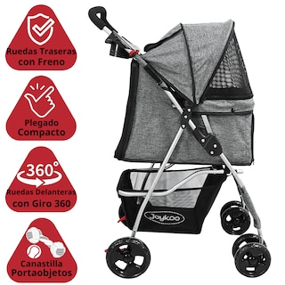 Foto 2 | Foto 2 | Carriola Para Mascotas Cochecito Para Perros Y Gatos Pequeños -medianos Plegable Cesta De Almacenamiento Ruedas Con Freno -Gris