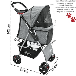 Foto 4 | Foto 4 | Carriola Para Mascotas Cochecito Para Perros Y Gatos Pequeños -medianos Plegable Cesta De Almacenamiento Ruedas Con Freno -Gris