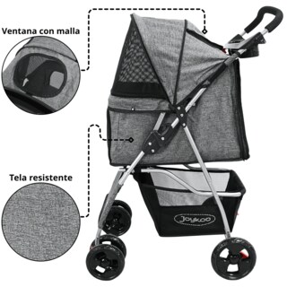 Foto 6 | Foto 6 | Carriola Para Mascotas Cochecito Para Perros Y Gatos Pequeños -medianos Plegable Cesta De Almacenamiento Ruedas Con Freno -Gris