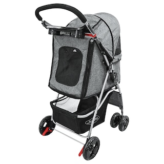 Foto 7 | Foto 7 | Carriola Para Mascotas Cochecito Para Perros Y Gatos Pequeños -medianos Plegable Cesta De Almacenamiento Ruedas Con Freno -Gris