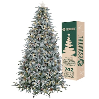 Foto 1 | Foto 1 | Árbol De Navidad Esquimal Pino Verde Nevado 1.80m Con Luces Led Piñas Bayas Chedrón Y Estrella