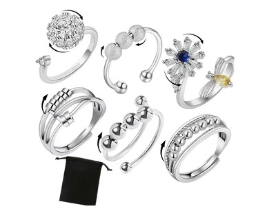 Foto 1 | Foto 1 | Xtellar 6 Anillo Anti-ansiedad Cuenta Giratorias Anillo De Joyería
