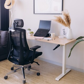 Foto 6 | Foto 6 | Escritorio De Altura Ajustable Randu Manual Base Negra Tablero 120x60 25mm Blanco