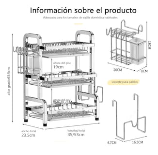 Foto 2 | Foto 2 | ''escurridor De Trastes Fregadero 3 Niveles Aceros Inoxidables Plteado ''