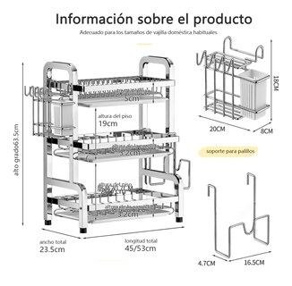 Foto 2 | Foto 2 | ''escurridor De Trastes Fregadero 3 Niveles Aceros Inoxidables Plteado ''
