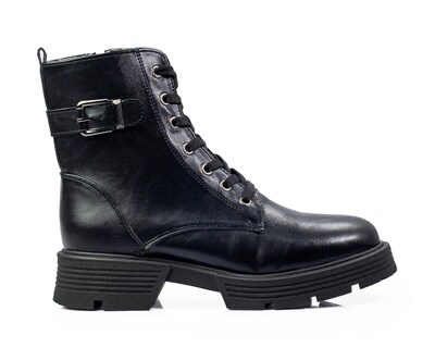 Foto 2 | Foto 2 | Botín De Dama  A Ángelozano De Piel Sintética  Con Agujetas  Color Negro