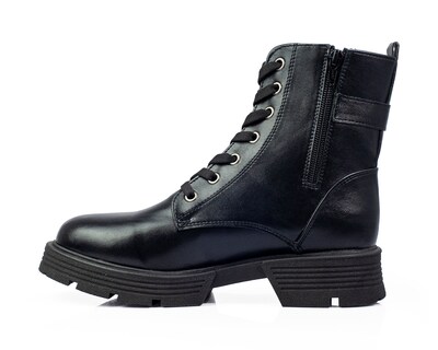 Foto 3 | Foto 3 | Botín De Dama  A Ángelozano De Piel Sintética  Con Agujetas  Color Negro