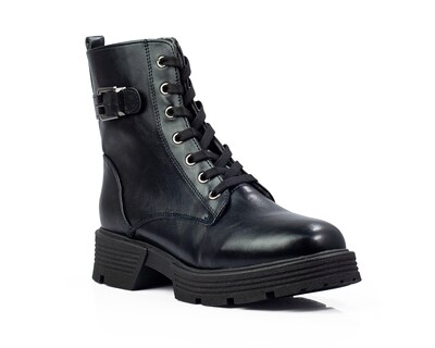 Foto 8 | Foto 8 | Botín De Dama  A Ángelozano De Piel Sintética  Con Agujetas  Color Negro