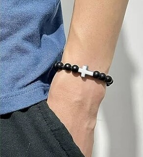 Foto 4 | Foto 4 | Conjunto Xtellar De Joyería Para Hombre - Dije De Cruz Y Pulsera De Acero Inoxidable Y Obsidiana
