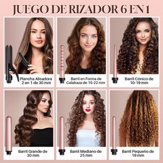 Foto 3 | Foto 3 | ''rizador De Cabello 6en1 Rizadora De Pelo Cerámica Antifrizz Negro Con Rosa ''