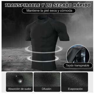 Foto 3 | Foto 3 | 2pz Playera Licra Ropa Deportiva Hombre Compresión Manga Gym Talla: M Eo Safe Imports Esi-21876 Negro