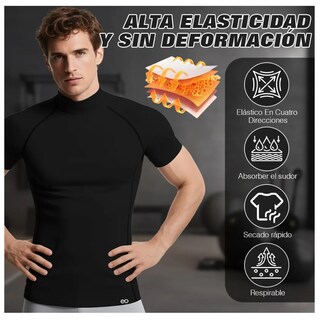 Foto 2 | Foto 2 | 2pz Playera Licra Ropa Deportiva Hombre Compresión Manga Gym Talla: L Eo Safe Imports Esi-21877 Negro