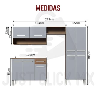 Foto 8 | Foto 8 | Cocina Integral Completa Modular Madesa Emilly Color Gris Y Marrón