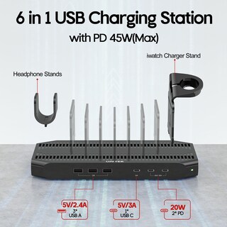 Foto 2 | Foto 2 | Estación De Carga Usb-c De Unitek 60 W 6 Puertos Base De Carga Rápida - Venta Internacional.