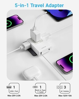 Foto 3 | Foto 3 | Cargador De Pared Gitryin Flat Usb C De 40 W Con Cable De 80 Cm Y 3 Salidas - Venta Internacional.