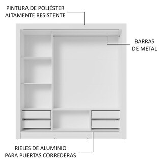 Foto 6 | Foto 6 | Ropero Closet Madesa 3 Puertas 2 Espejos Bg 02