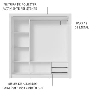 Foto 6 | Foto 6 | Ropero Closet Madesa 3 Puertas Bn