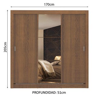 Foto 3 | Foto 3 | Ropero Closet Madesa Mônaco 3 Puertas 1 Espejo Marrón 10