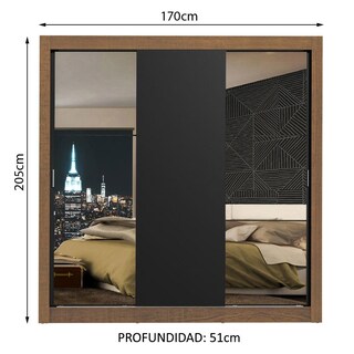 Foto 3 | Foto 3 | Ropero Closet Madesa Mônaco 3 Puertas 2 Espejos Mn 3