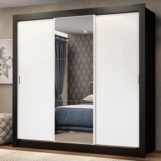 Foto 1 | Foto 1 | Ropero Closet Madesa Mônaco 3 Puertas 1 Espejo Negro/blanco