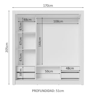 Foto 4 | Foto 4 | Madesa Ropero Closet Con 3 Puertas Y 1 Espejo Sublime Plus 10 - Blanco/gris