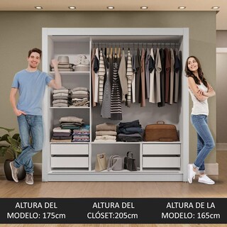 Foto 5 | Foto 5 | Madesa Ropero Closet Con 3 Puertas Y 1 Espejo Sublime Plus 10 - Blanco/gris
