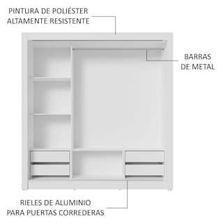 Foto 6 | Foto 6 | Ropero Closet Madesa 3 Puertas 1 Espejo Bn 02