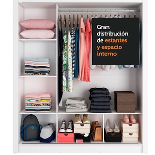 Foto 6 | Foto 6 | Ropero Closet Madesa Mônaco 3 Puertas Corredizas Bn