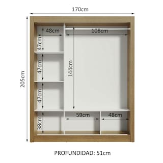 Foto 4 | Foto 4 | Ropero Closet Madesa Mônaco 3 Puertas 1 Espejo Marrón/blanco