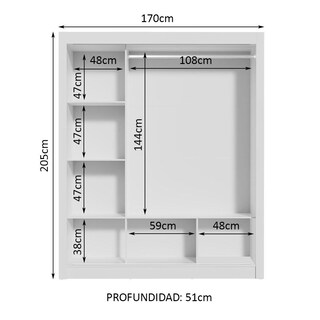 Foto 4 | Foto 4 | Ropero Closet Madesa Mônaco 3 Puertas 2 Espejos Blanco