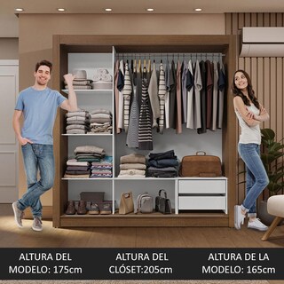 Foto 5 | Foto 5 | Ropero Closet Madesa 3 Puertas 2 Espejos Mn 01