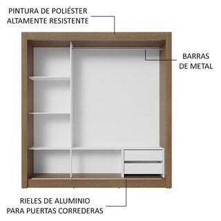 Foto 6 | Foto 6 | Ropero Closet Madesa 3 Puertas 2 Espejos Mn 01