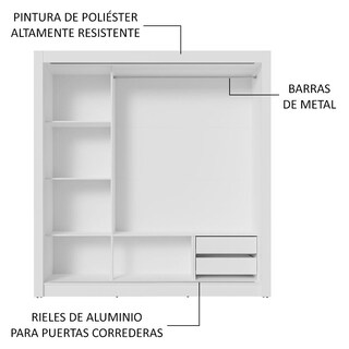 Foto 6 | Foto 6 | Ropero Closet Madesa Sublime 3 Puertas 2 Espejos Bn 2