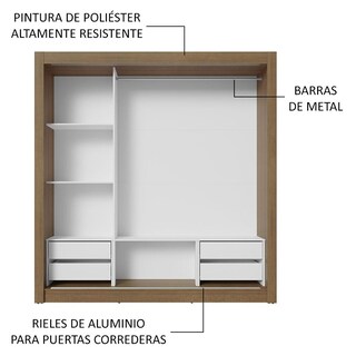 Foto 6 | Foto 6 | Ropero Closet Madesa Nobre 3 Puertas 2 Espejos Mn 5