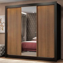 Ropero Closet Madesa Mônaco 3 Puertas 1 Espejo Negro/marrón