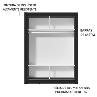Foto 6 | Foto 6 | Ropero Madesa Denver 2 Puertas Corredizas Negro